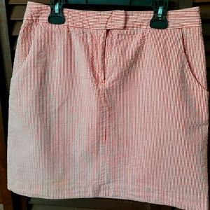 Red/White striped seersucker skirt